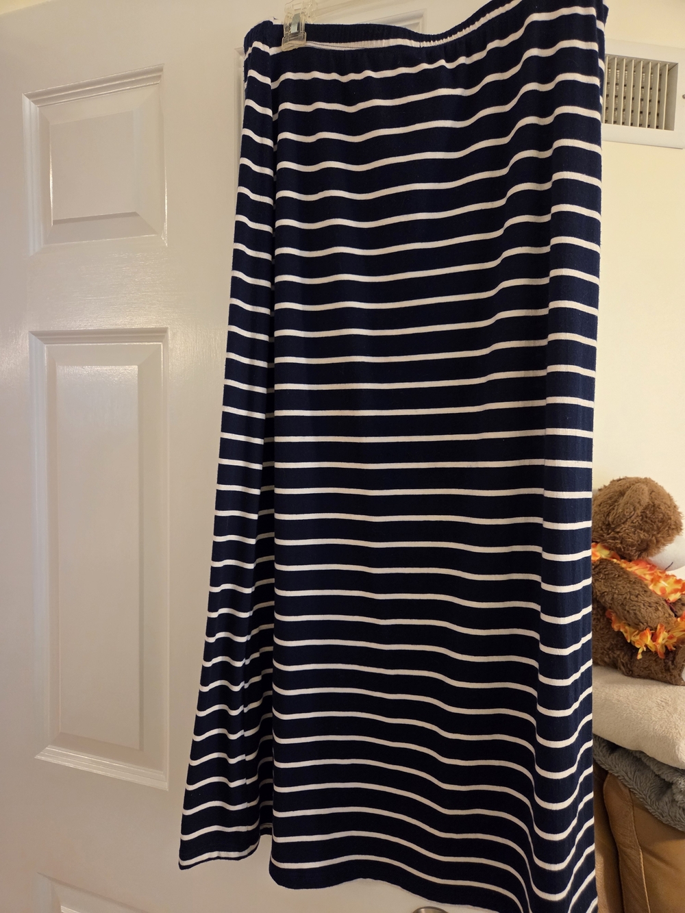 NY Collection Navy and White Maxi Skirt - Striped A-Line Large NWOT